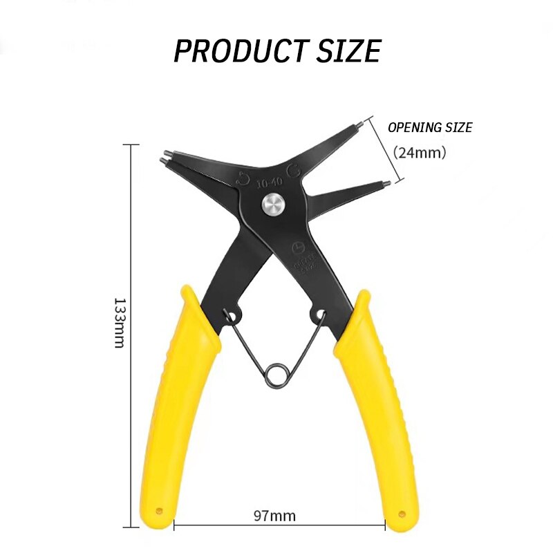 Pinza per anelli elastici 2 in 1 Pinza a doppio uso interna ed esterna Pinza a molla esterna Strumento per la rimozione dell'anello