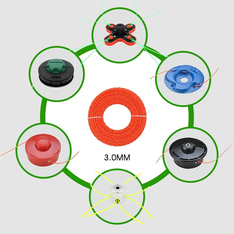 Filo decespugliatore 5m/10m/15m*2.4mm/2.7mm/3mm Nylon a Spirale