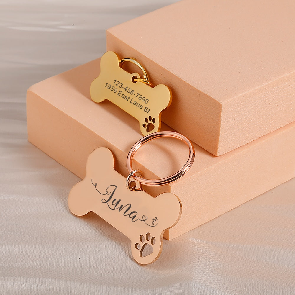 Targhette per cani personalizzate in acciaio lucido Collari anti-smarrimento Tag per targhetta per cani e gatti Accessori per animali domestici
