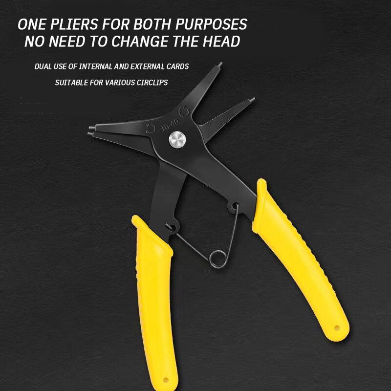 Pinza per anelli elastici 2 in 1 Pinza a doppio uso interna ed esterna Pinza a molla esterna Strumento per la rimozione dell'anello