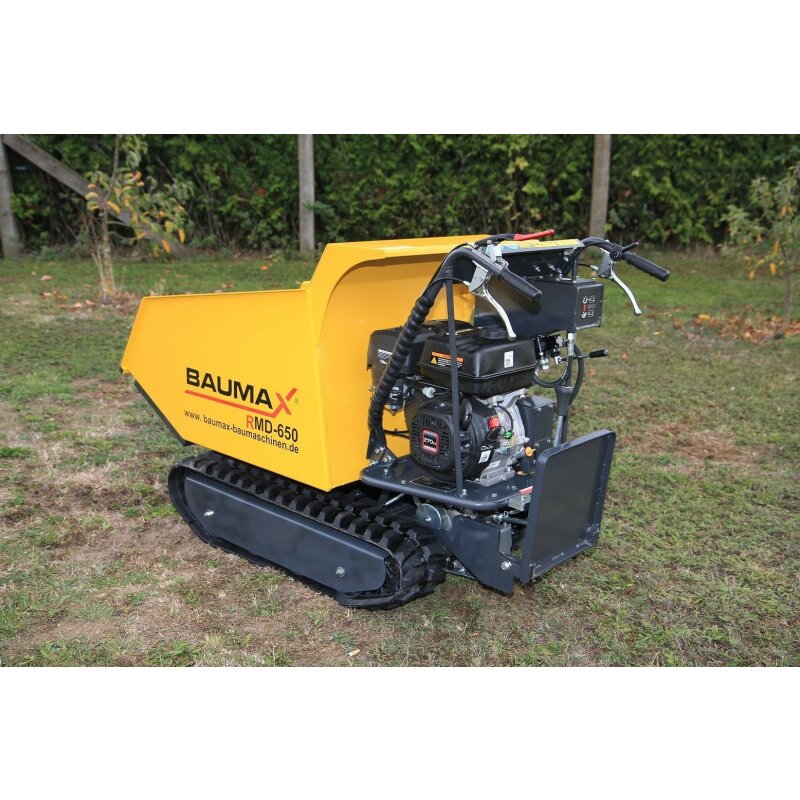 Motocarriola trasporter cassone dumper idraulico Baumax RMD650 uomo a bordo