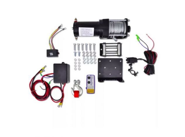 Verricello elettrico 12V 1360 KG piastra montaggio e rullo passacavo