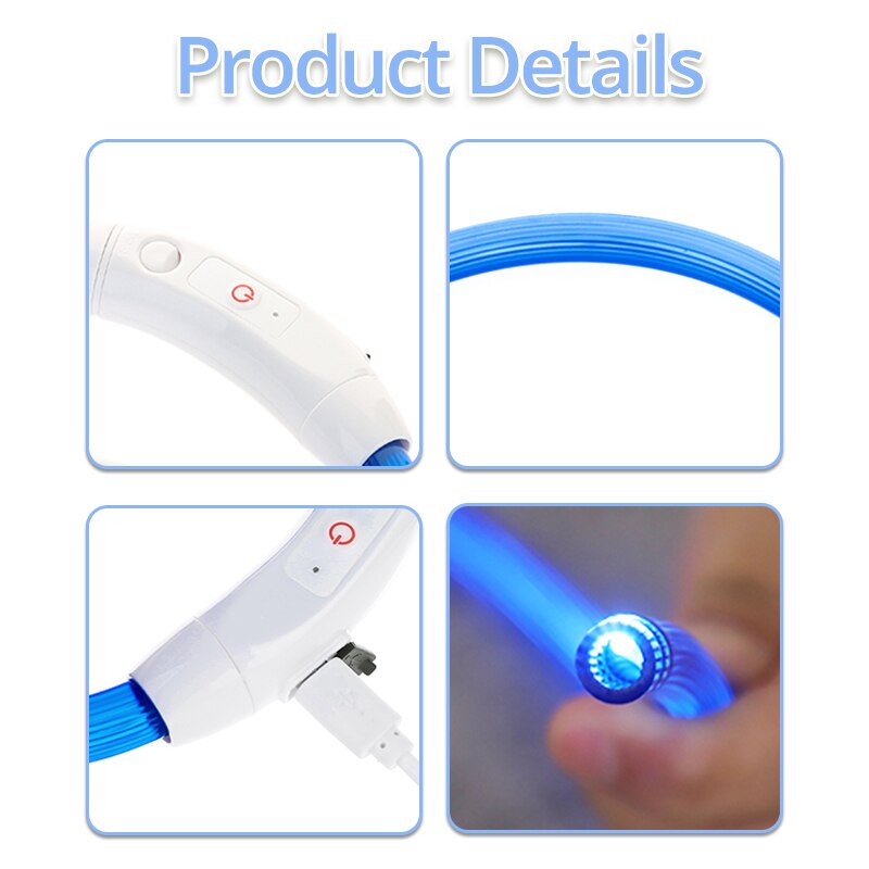 Collare per cani a LED Collari per cani illuminati USB ricaricabile TPU Glow Safety Collari per cani di base per grandi, medie e piccole dimensioni