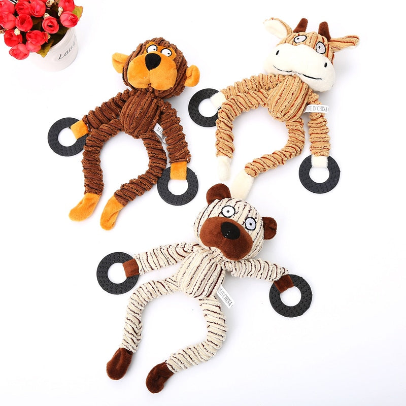 Divertente giocattolo per animali domestici Forma di asino Velluto a coste Giocattolo da masticare per cani Cucciolo Squeaker Squeaky Peluche