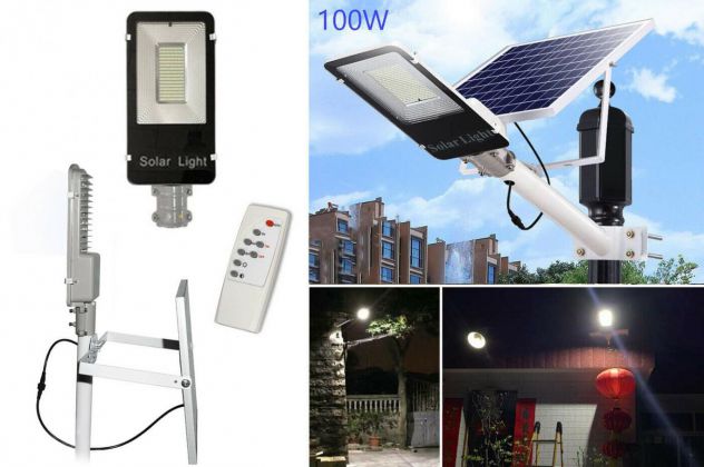 Lampione stradale led solare 100W pannello fotovoltaico