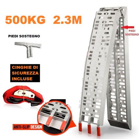 Noleggio Coppia RAMPE 500 KG PIEGHEVOLI ALLUMINIO CARICO SCARICO 2.3 MT